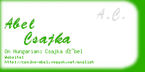 abel csajka business card